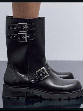 ZARA Black Biker Boot
